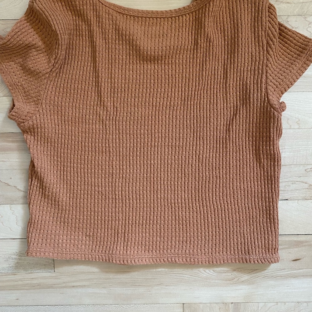 American Eagle Ribbed waffle Crop Top - Picture 4 of 5